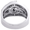 10K White Gold Round Diamond 15mm Circle Statement Pinky Ring Pave Band 1.30 CT.