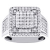 10K White Gold Round Diamond 15mm Square Statement Pinky Ring Pave Band 1.28 CT.