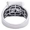 10K White Gold Round Diamond 15mm Square Statement Pinky Ring Pave Band 1.28 CT.