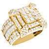 10K Yellow Gold Round & Baguette Diamond Tiered Pinky Ring Statement Band 3.3 CT