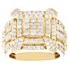 10K Yellow Gold Round & Baguette Diamond Tiered Pinky Ring Statement Band 3.3 CT