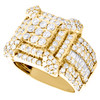 10K Yellow Gold Round & Baguette Diamond Tiered Pinky Ring Statement Band 3.3 CT