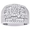 10K White Gold Round & Baguette Diamond 16mm Tiered Statement Pinky Ring 1.55 CT