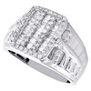 10K White Gold Round & Baguette Diamond Tiered Step Shank Pinky Ring Band 1.2 CT