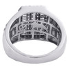 10K White Gold Round & Baguette Diamond Tiered Step Shank Pinky Ring Band 1.2 CT
