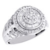 10K White Gold Round & Baguette Diamond Tiered 15mm Statement Pinky Ring 1.15 CT