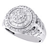 10K White Gold Round & Baguette Diamond Tiered 15mm Statement Pinky Ring 1.15 CT