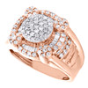 10K Rose Gold Round & Baguette Diamond 4-Prong Pinky Ring Statement Band 1.33 CT