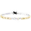 bracciale xoxo stampato con orsetto in oro giallo 10k a due toni con taglio a diamante da 8"