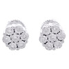 Sterling Silver Round Diamond Flower Set Stud 8mm Miracle Set Earring 1/7 CT.