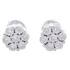 Boucle d'oreille en argent sterling avec diamants ronds et fleurs de 8 mm, ensemble miracle, 1/7 ct.