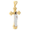 14K Yellow Gold Round Diamond Jesus Crucifix Cross Pendant 2.45" Charm 0.55 CT.