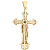 14K Yellow Gold Round Diamond Jesus Crucifix Cross Pendant 2.45" Charm 0.55 CT.