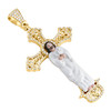 14K Yellow Gold Round Diamond Jesus Crucifix Cross Pendant 2.45" Charm 0.55 CT.