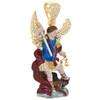 10K Yellow Gold Round Diamond Saint Michael The Archangel Enamel Pendant 0.44 CT