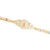 14K Tri Color Gold Fancy Link Mother Mary 17mm ID Filigree CZ Bracelet 7.50"