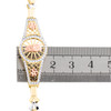 14K Tri Color Gold Fancy Link Mother Mary 15mm ID Statement CZ Bracelet 7.25"