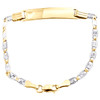 14K White & Yellow Gold Diamond Cut Valentino Link 5mm Baby ID Bracelet 5"