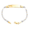 14K White & Yellow Gold Diamond Cut Valentino Link 5mm Baby ID Bracelet 5"