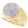 10K Yellow Gold Round Diamond Circle Milgrain 15mm Cluster Pinky Ring 1/4 CT.