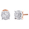 10K Rose Gold Round Diamond 4 Prong Circle Stud 7mm Cluster Earrings 0.27 CT.