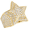 10K Yellow Gold Round Diamond 24mm Super Star Tier Pave Pinky Ring Band 3.58 CT.