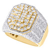 10K Yellow Gold Round & Baguette Diamond 19mm Octagon Cluster Pinky Ring 2.65 CT