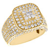 10K Yellow Gold Round Diamond Wide Square 16mm Tier Statement Pinky Ring 3.01 CT