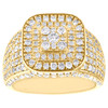 10K Yellow Gold Round Diamond Wide Square 16mm Tier Statement Pinky Ring 3.01 CT