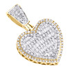 10K Yellow Gold Round & Baguette Diamond Tier Heart 1.05" Pendant Charm 0.66 CT.