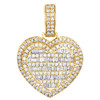 10K Yellow Gold Round & Baguette Diamond Tier Heart 1.60" Pendant Charm 3.69 CT.