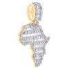 10K Yellow Gold Round & Baguette Diamond Africa Map Pendant 2.05" Charm 3.84 CT.