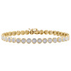 10-Karat-Gelbgold-Armband mit rundem Diamant, 6 mm, Kreis-Cluster-Glieder, Fancy-Pavé, 1 ct.