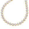 10K Yellow Gold 6mm Round Diamond Circle Cluster Link Necklace 18" Chain 2 CT.