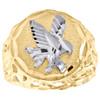 10 Karat Gelbgold, amerikanischer Adler, diamantgeschliffener Schaft, 20 mm Statement-Ring am kleinen Finger