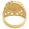 anillo de meñique llamativo de 20 mm con vástago de corte de diamante y águila americana de oro amarillo de 10 k