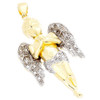 Mini Angel Cherub Real Diamond Pendant .925 Charm 0.25 Tcw with Moon-cut Chain
