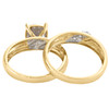 10K Two Tone Gold Diamond Trio Set Square Halo Bridal Set + Wedding Band 0.50 Ct