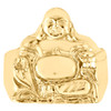 anillo meñique llamativo con cara de Gautam Buddah elegante texturizado en oro amarillo de 10 quilates, banda de 20 mm