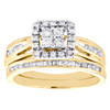 10K Yellow Gold Diamond Bridal Set Square Halo Engagement Ring + Band Set 1/2 Ct