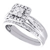 10K White Gold Diamond Bridal Set Square Halo Engagement Ring + Band Set 1/2 Ct.