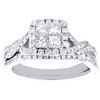 10K White Gold Quad Diamond Bridal Set Braided Engagement Ring + Band Set 1 Ct.