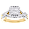 brautset aus 14 Karat Gelbgold mit vier Diamanten, geflochtener Verlobungsring + Bandset, 1 ct.