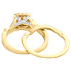 brautset aus 14 Karat Gelbgold mit vier Diamanten, geflochtener Verlobungsring + Bandset, 1 ct.