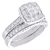 14K White Gold Diamond Bridal Set Milgrain Side Engagement Ring + Band Set 1 Ct.