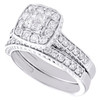 14K White Gold Diamond Bridal Set Milgrain Side Engagement Ring + Band Set 1 Ct.