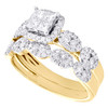unendlichkeits-Verlobungsring + Bandset aus 14 Karat Gelbgold mit Quad-Diamanten für die Braut, 1 ct