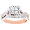 10K Rose Gold Quad Diamond Bridal Set Braided Engagement Ring + Band Set 1 Ct.