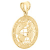 10K Yellow Gold World Map Globe The World Is Yours Pendant 1.25" Statement Charm