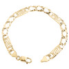10K Yellow Gold Diamond Cut Textured Greek Key Figaro Link 8mm Bracelet 8.50"